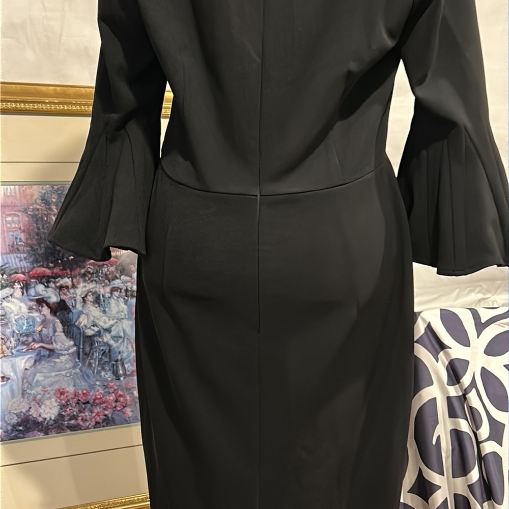 🎉NWT Donna Karan NY black bell sleeve, round neck A line Dress. - Picture 4 of 8